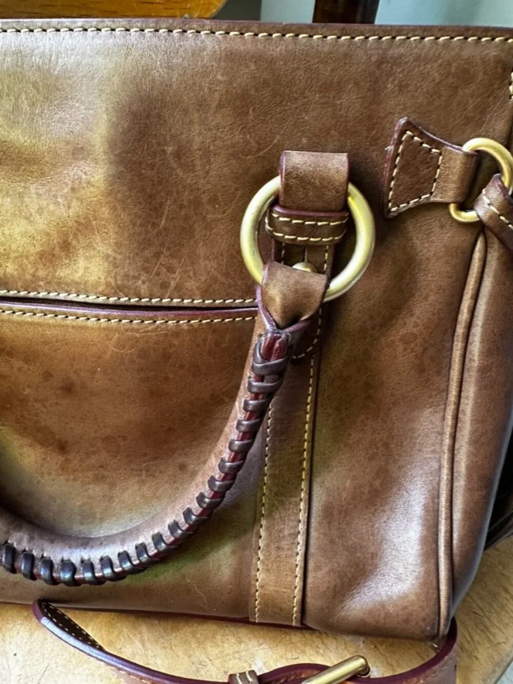 Dooney & Bourke Florentine Leather Satchel Purse, Brown